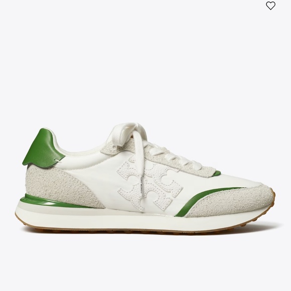 Tory Burch Women New Tory Burch Destiny Trainer White/Pale Green sneakers